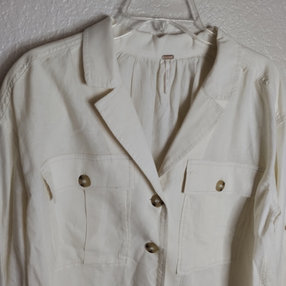Free People Sunshine in the pocket button down shacket off white sz S - Picture 3 of 8